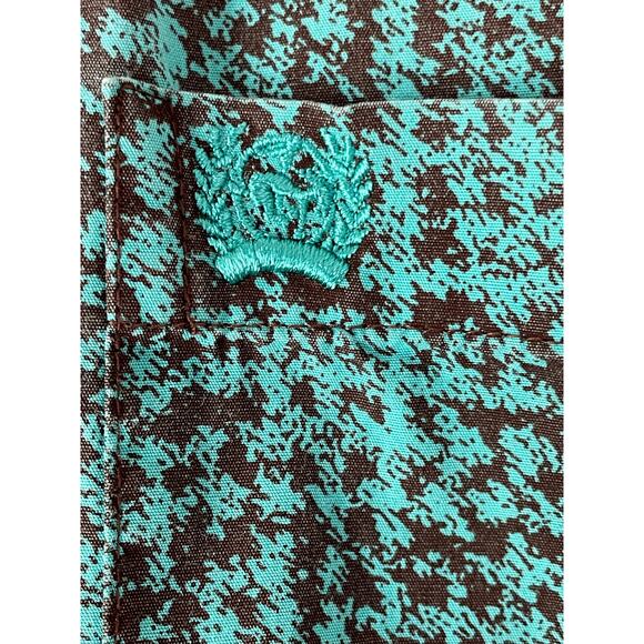 Cinch Black on Blue Print Button Front Classic Fit Shirt size Small - Picture 4 of 8